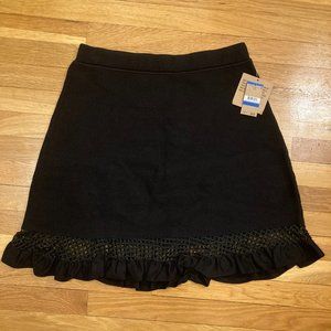 Black Viscose Knit Flared Skirt Plus